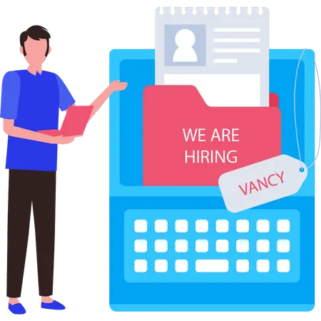 Un type qui regarde des CV de recrutement  Illustration