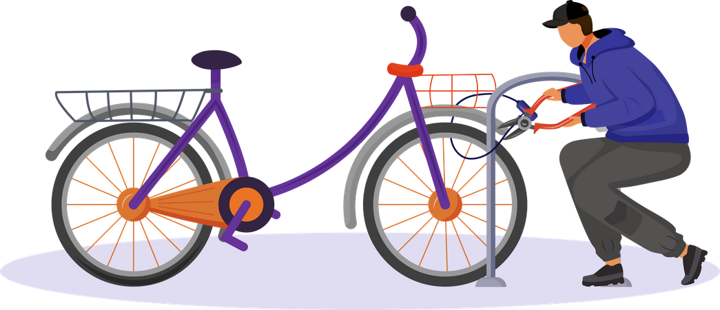 Un type vole un vélo attaché à un porte-vélos  Illustration