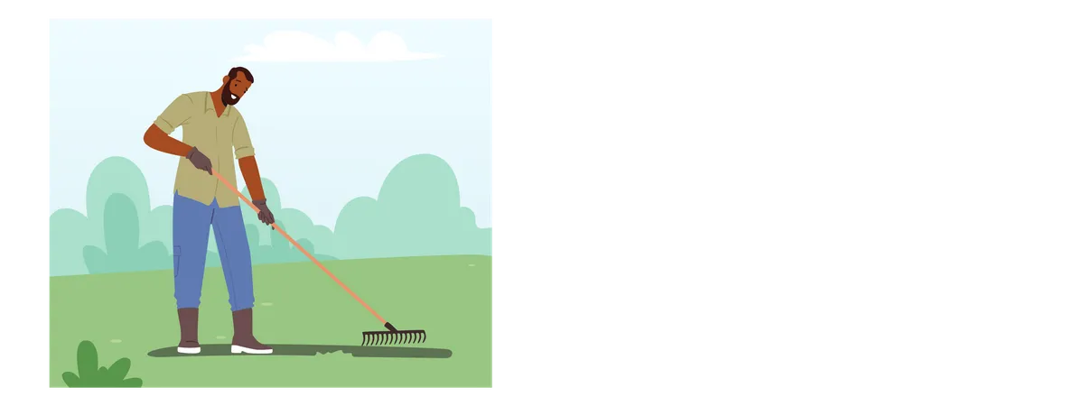 Gärtner, der den Garten pflegt  Illustration