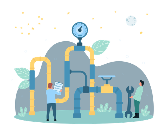 Gas and oil pipeline inspection  Illustration