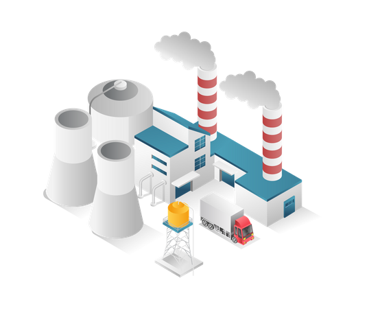 Gas industrial with chimney  Illustration