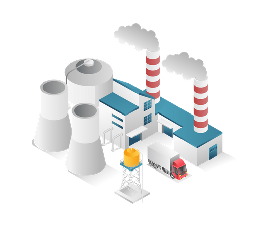 Gas industrial with chimney  Illustration