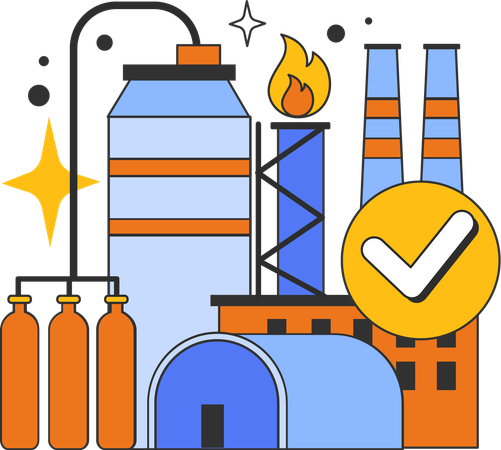 Gas maintenance inside industrial unit  Illustration