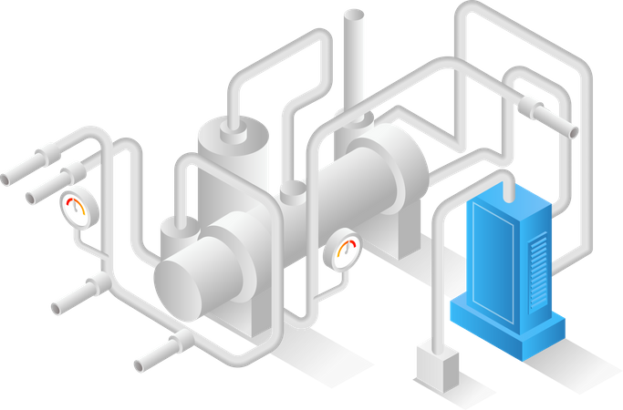 Gas pipeline with temperature gauge  Illustration