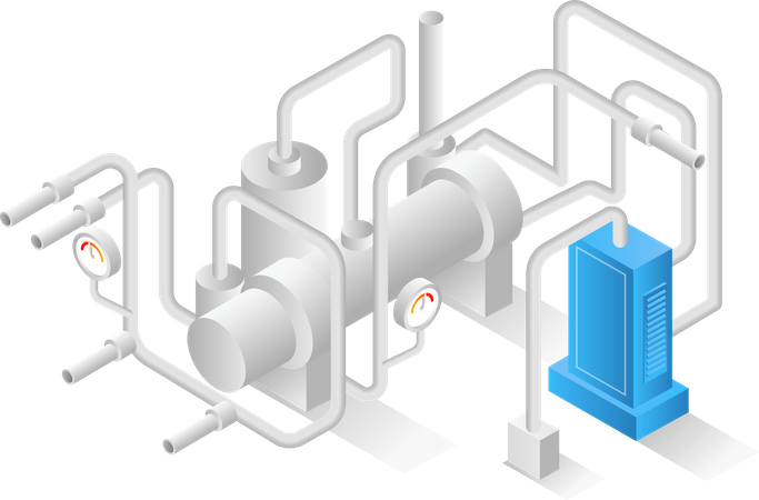 Gas pipeline with temperature gauge  Illustration