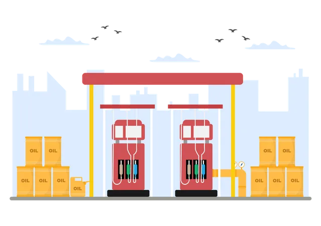 Gas Station Illustration