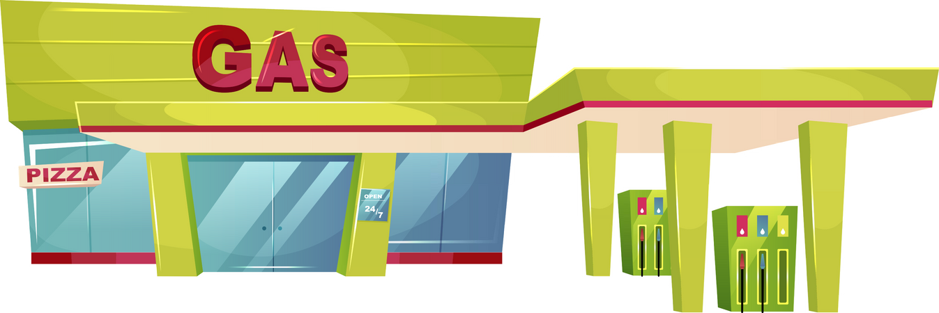 Gas station exterior  Illustration