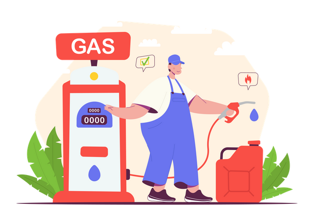 Gas station worker Illustration