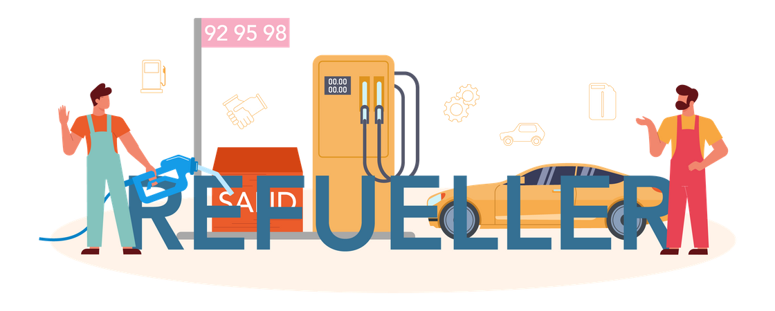 Gas station worker or refueler  Illustration