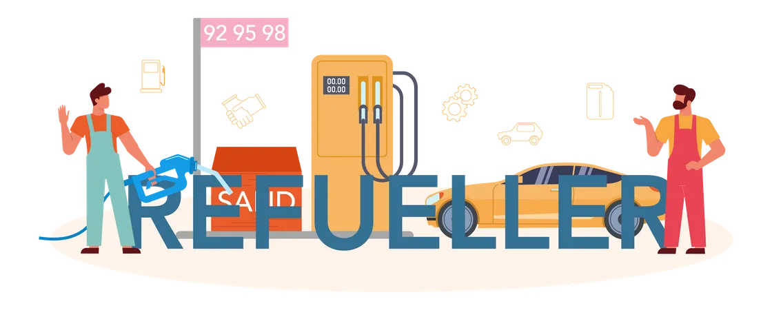 Gas station worker or refueler  Illustration