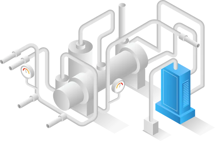 Gasoduto com medidor de temperatura  Ilustração