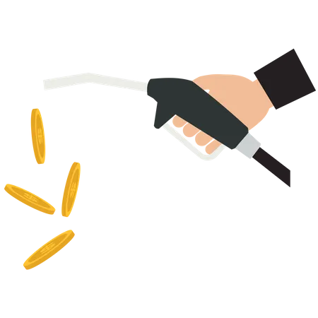 Gasoline fuel nozzle with a US dollar coin  Illustration