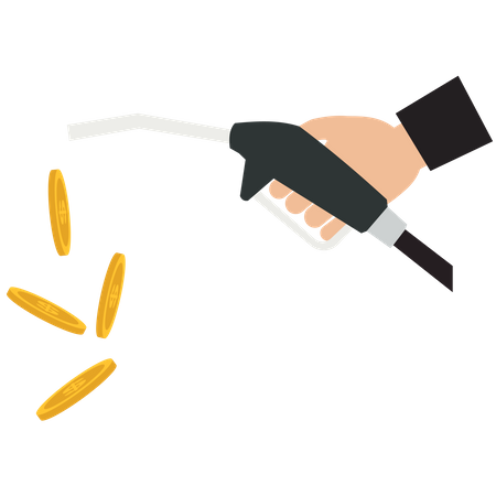 Gasoline fuel nozzle with a US dollar coin  Illustration