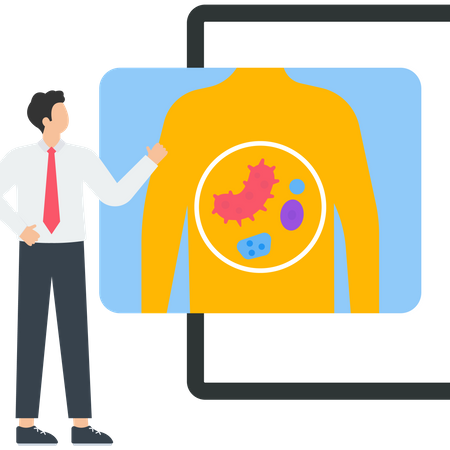 Gastroenterology problems caused by bad intestinal bacteria  Illustration