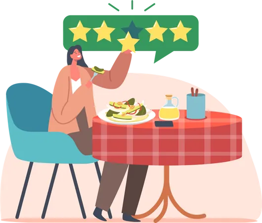 Restaurantkritiker sitzen am Tisch und genießen köstliche Fünf-Sterne-Mahlzeiten  Illustration