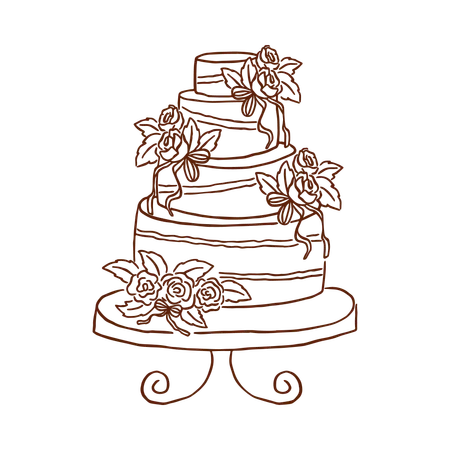 Gâteau de mariage fleuri  Illustration