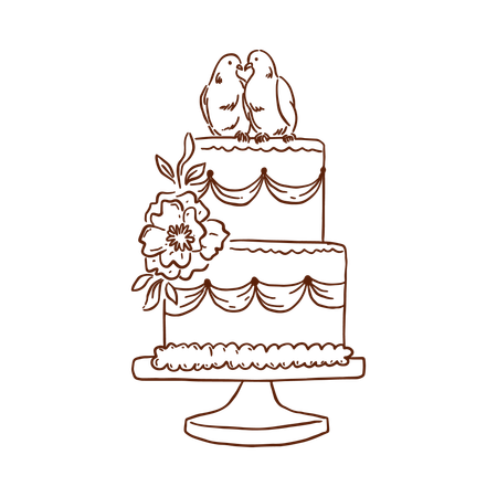 Gâteau de mariage tourtereau  Illustration