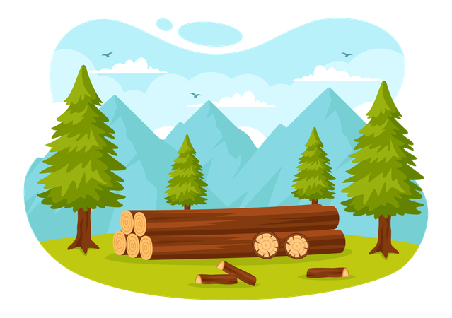 Gathering wood  Illustration