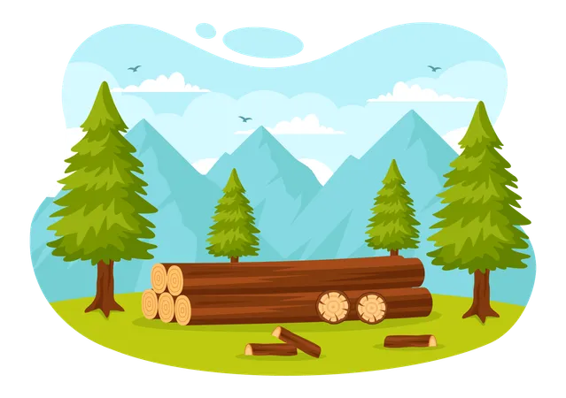 Gathering wood  Illustration