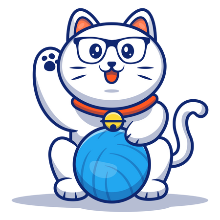 Gatinho brincando com bola  Ilustração