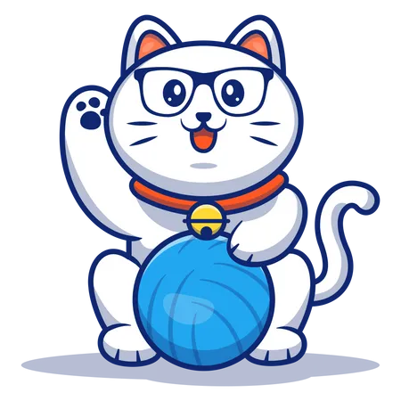 Gatinho brincando com bola  Ilustração