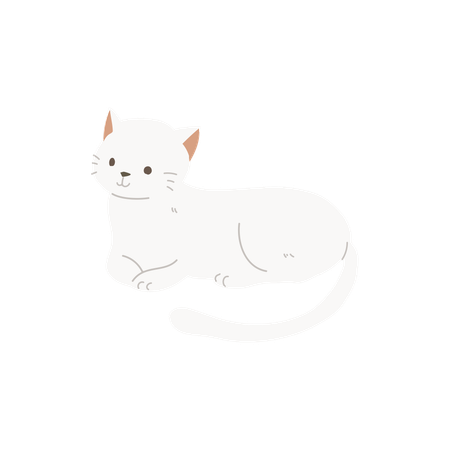 Gato blanco kawaii  Ilustración