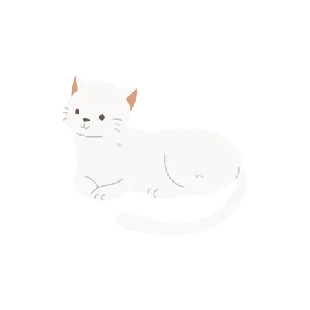 Gato blanco kawaii  Ilustración