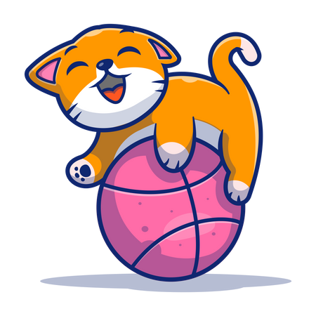 Gato brincando com bola  Ilustração