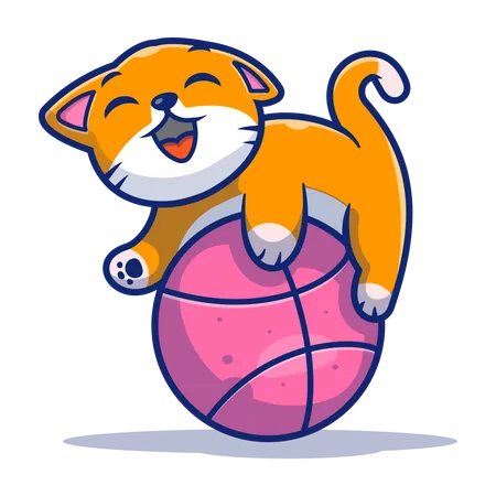 Gato brincando com bola  Ilustração