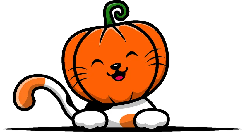 Cabeza de calabaza de gato  Ilustración