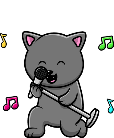 Gato cantando com microfone  Illustration