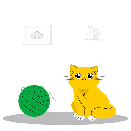 Gato com bola  Ilustração