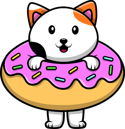 Gato com rosquinha  Ilustração