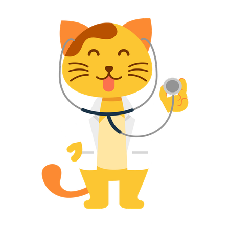 Gato como médico de animais de estimação  Ilustração