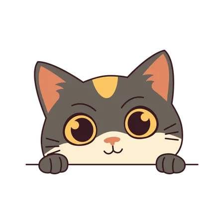 Gato curioso fofo  Ilustração