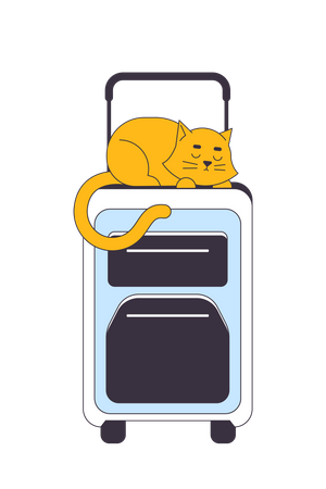 Gato durmiendo en la maleta  Ilustración
