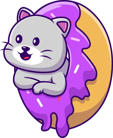 Gato em donut  Illustration