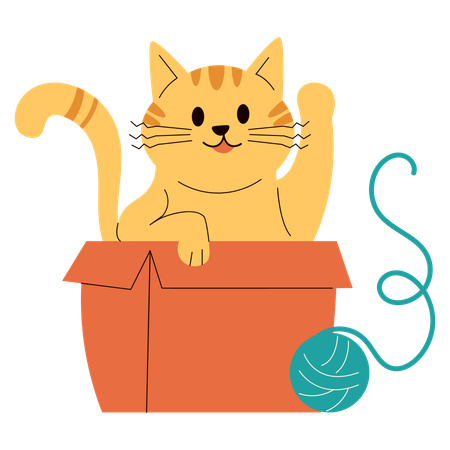 Gato en la caja  Ilustración