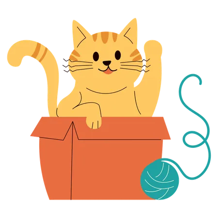 Gato en la caja  Ilustración