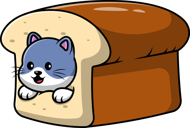 Gato en un pan  Ilustración