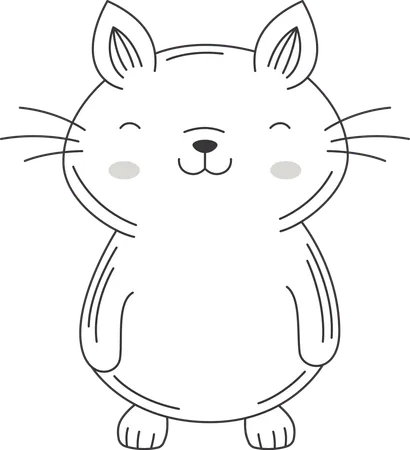 Gato fofo feliz gatinho animal  Ilustração