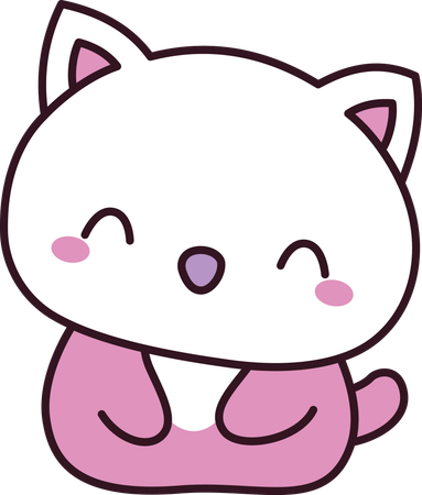 Gato fofo rosa gatinho mascote animal personagem com expressão feliz  Ilustração