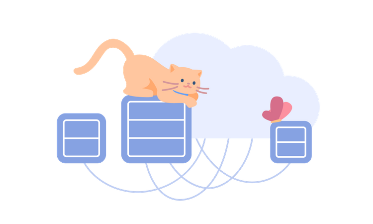 Gato jugando con mariposa  Illustration