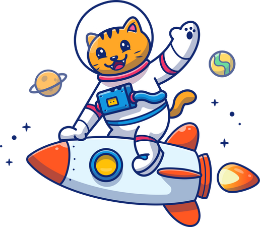 Cohete montado en gato  Ilustración