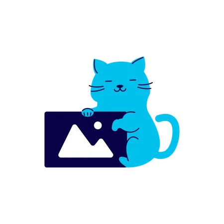 Imagen de gato sosteniendo  Ilustración