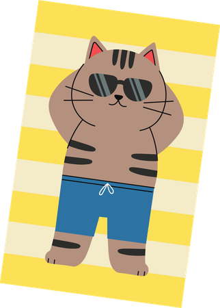 Gato tomando sol  Ilustração