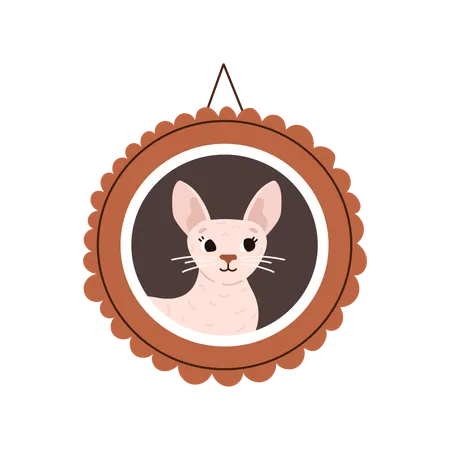 Gatto Cornish Rex appeso a una cornice  Illustration