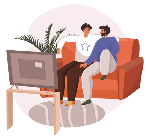 Gay assistindo filme  Ilustração