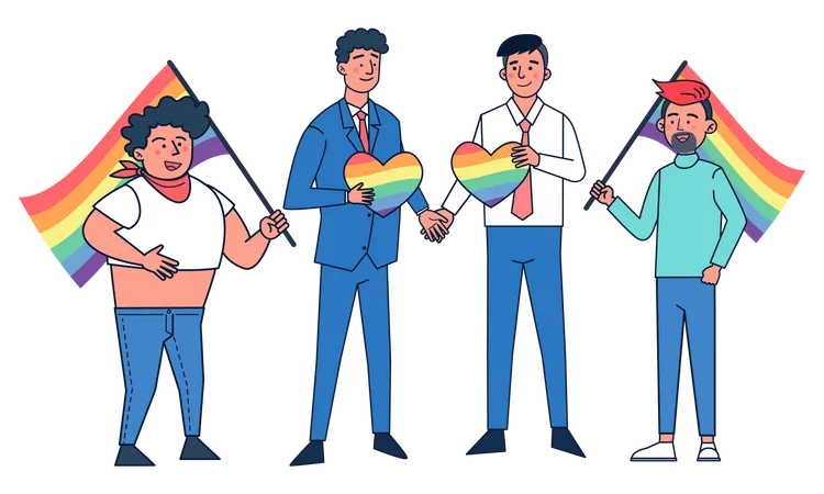 Gay Boys protesting Illustration