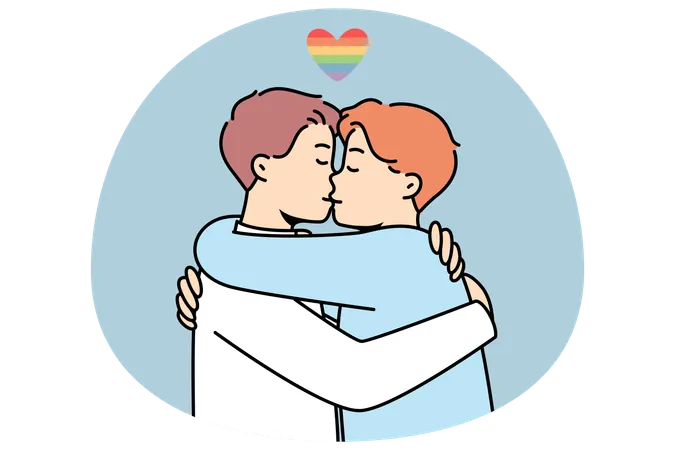 Gay couple embrace show love and affection  Illustration